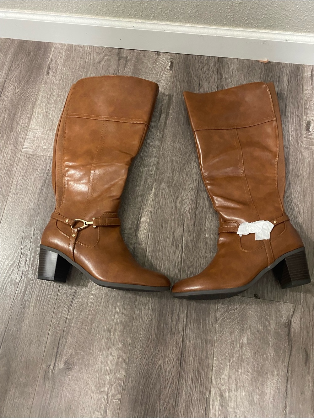 Women's Tall Brown Leather Block Heel Boots